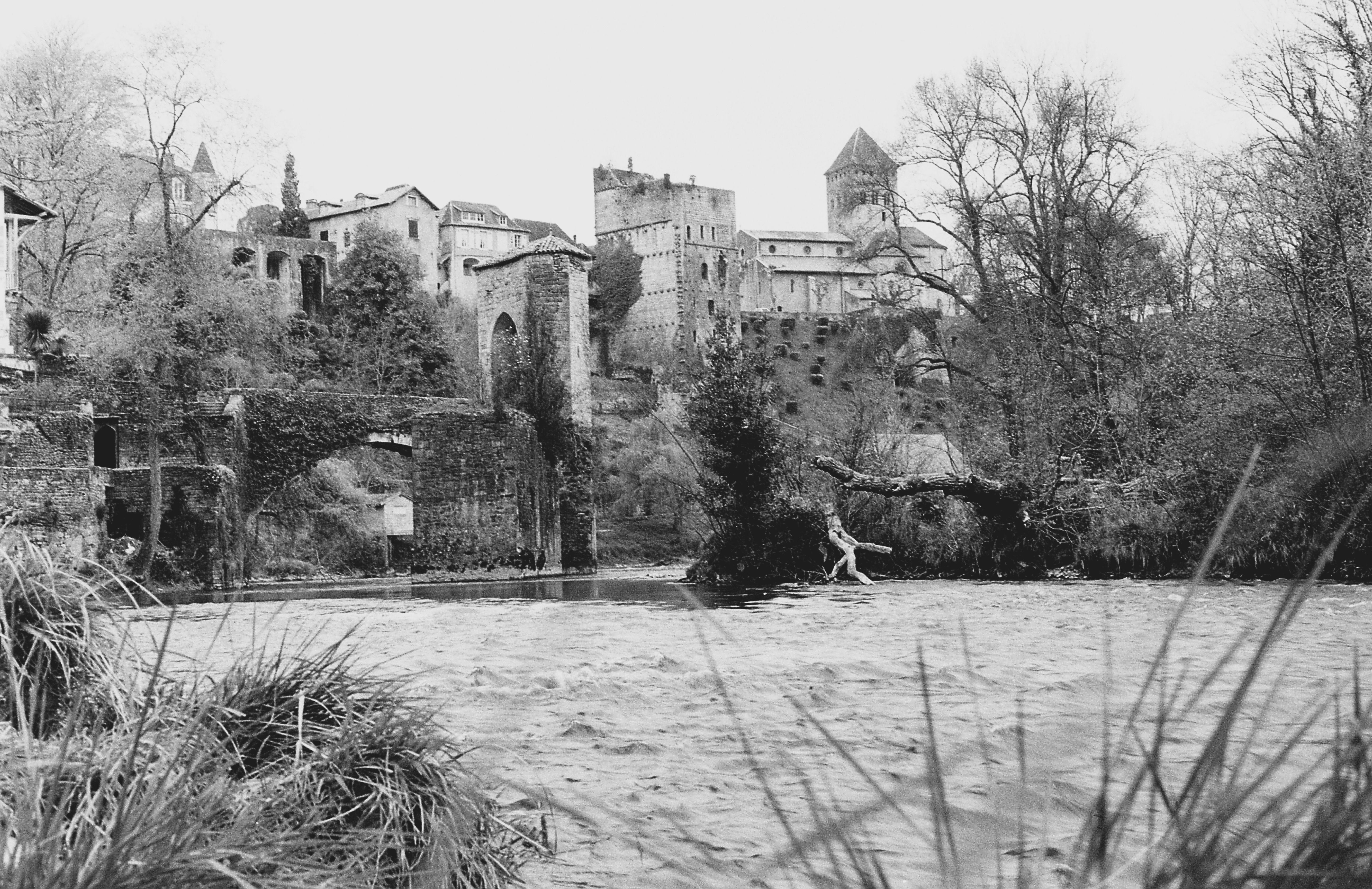 Sauveterre-de-Béarn town view by the river